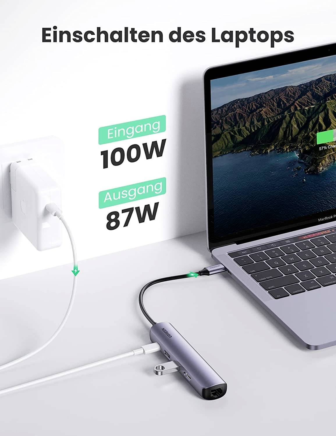 UGREEN USB-Hub 5 Port USB-A (USB 3.2 Gen 1), HDMI®, RJ45 Schwarz, Aluminium 5-in-1-USB-C-Hub