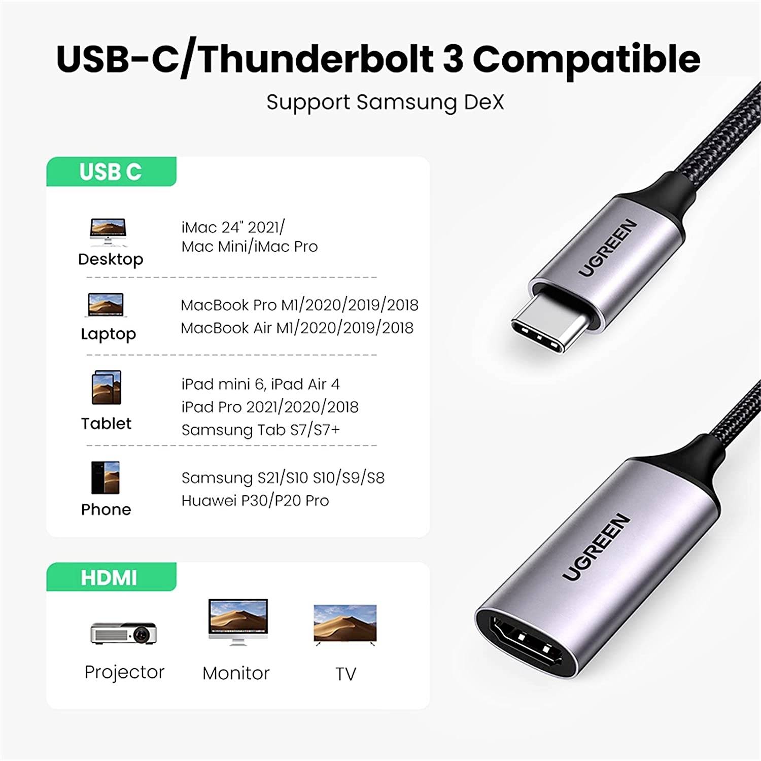 UGREEN USB-C® Adapter [1x USB-C® - 1x HDMI®] USB C to 4K HDMI Adapter
