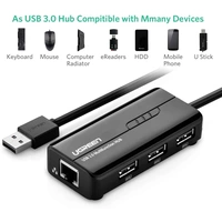 UGREEN USB 2.0 Hub RJ45 Ethernet Adapter 3+1 Port USB 2.0-Hub Schwarz UGREEN USB 2.0 Hub RJ45 Ethernet Adapter 3+1 Port USB 2.0-Hub Schwarz