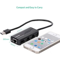 UGREEN USB 2.0 Hub RJ45 Ethernet Adapter 3+1 Port USB 2.0-Hub Schwarz UGREEN USB 2.0 Hub RJ45 Ethernet Adapter 3+1 Port USB 2.0-Hub Schwarz