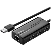 UGREEN USB 2.0 Hub RJ45 Ethernet Adapter 3+1 Port USB 2.0-Hub Schwarz UGREEN USB 2.0 Hub RJ45 Ethernet Adapter 3+1 Port USB 2.0-Hub Schwarz