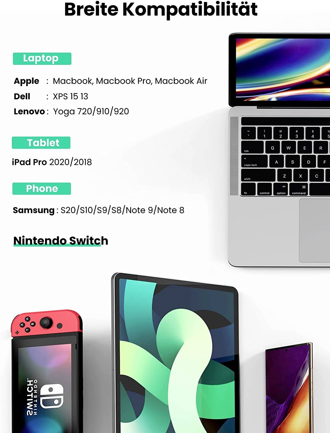 UGREEN USB-C® / RJ45 Netzwerk Adapter [1x USB-C® Stecker - 1x RJ45-Buchse] 10 cm Silber