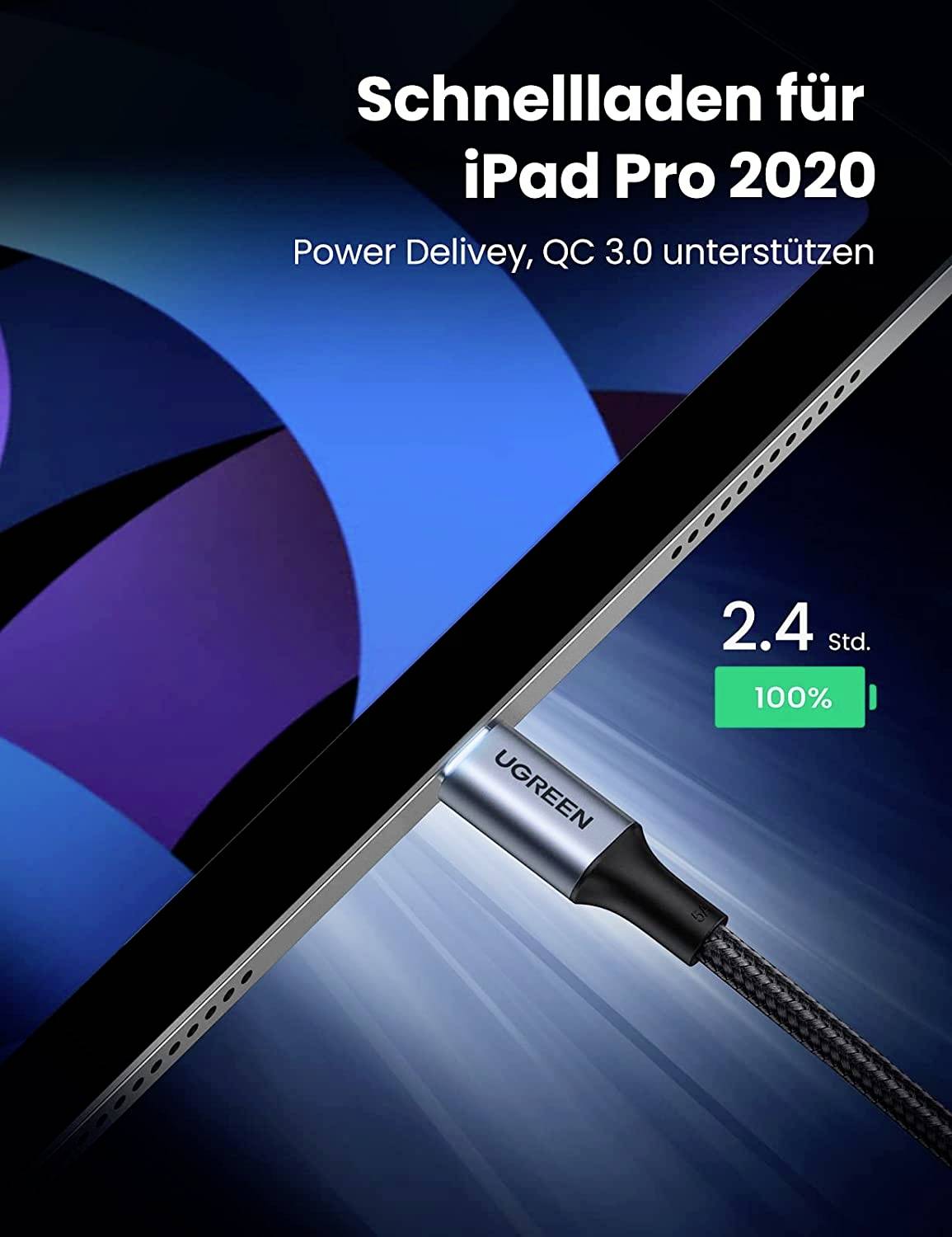 UGREEN USB-Ladekabel USB-C® Stecker 1.00 m Schwarz 70427