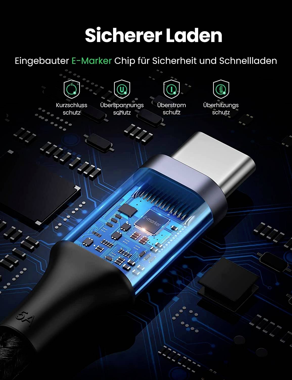 UGREEN USB-Ladekabel USB-C® Stecker 1.00 m Schwarz 70427