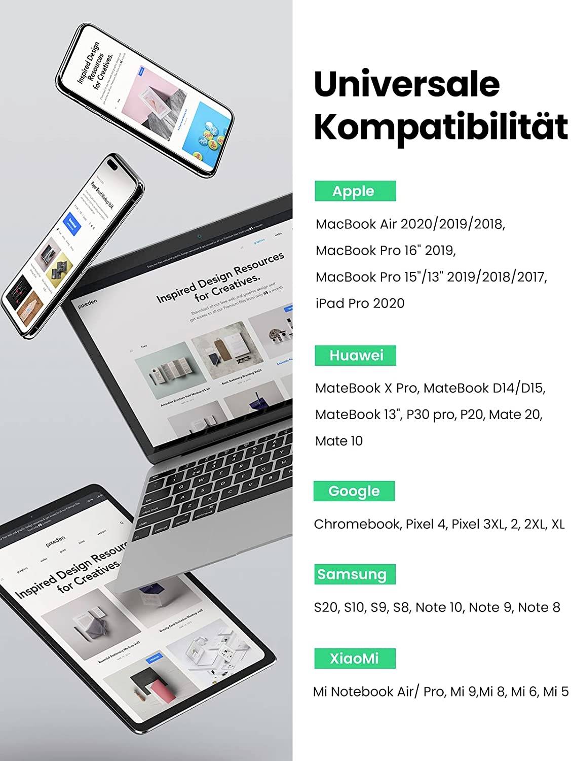 UGREEN USB-Ladekabel USB-C® Stecker 1.00 m Schwarz 70427