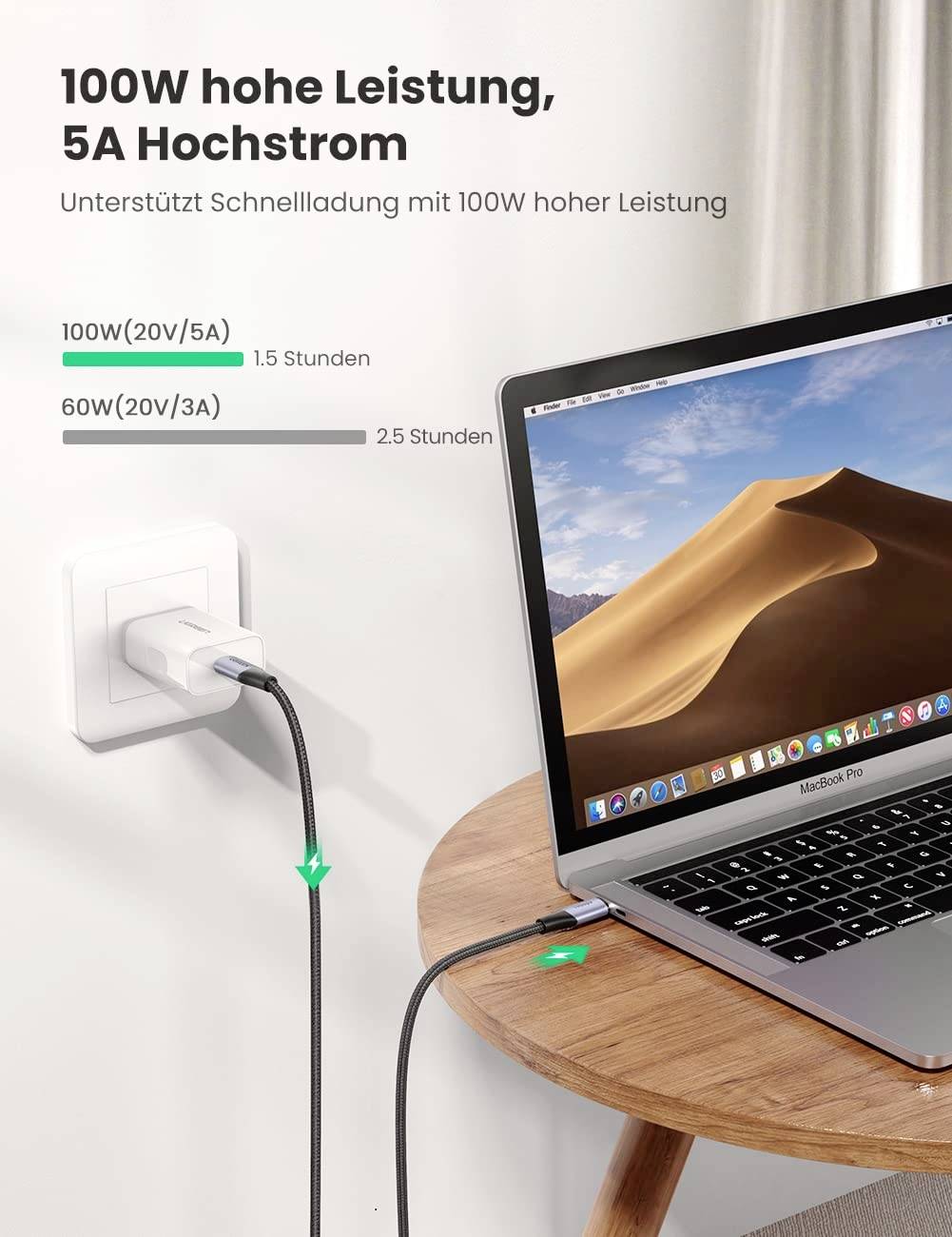UGREEN USB-Kabel USB-C® Stecker 1 m Schwarz 80150