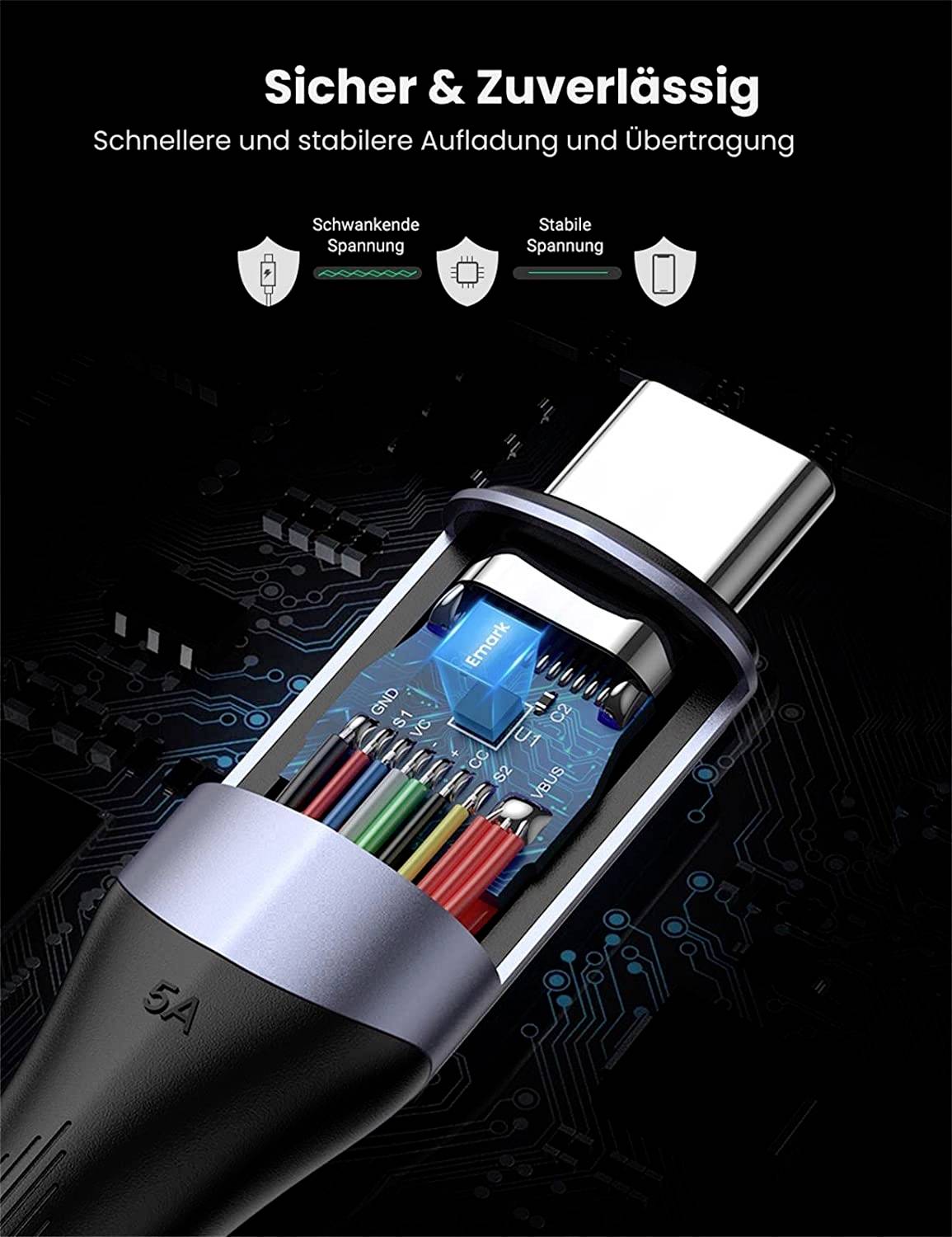 UGREEN USB-Kabel USB-C® Stecker 1.00 m Schwarz 80150