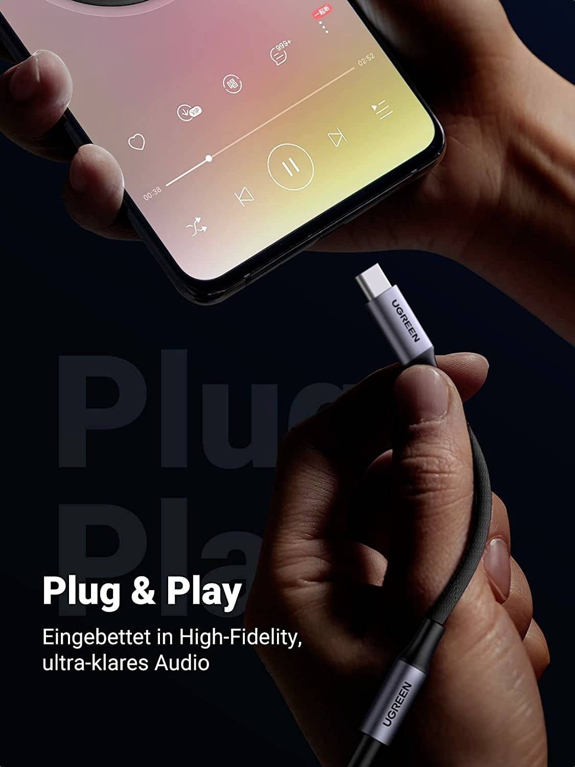 UGREEN USB-C® Adapter [1x USB-C® Stecker - 1x Klinkenbuchse 3.5 mm] USB-C - Klinke Adapter