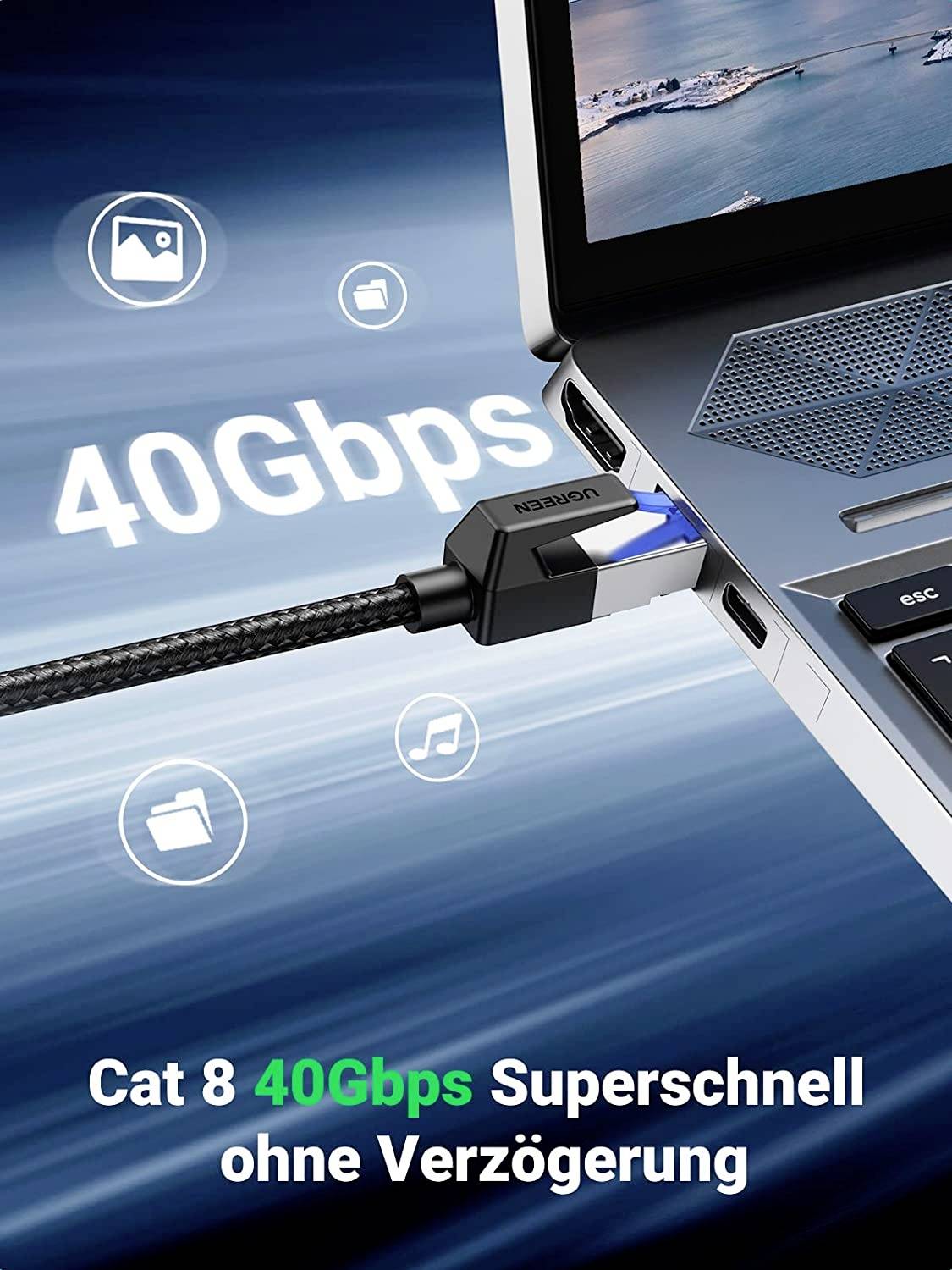 UGREEN 80431 RJ45 2 m Schwarz 1 St.