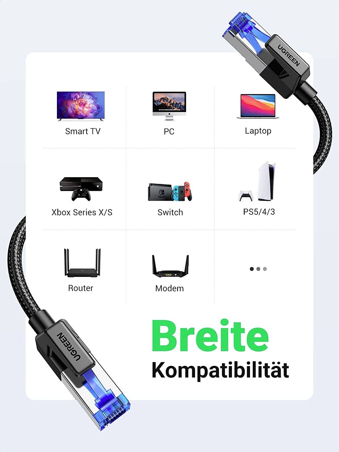 UGREEN 80431 RJ45 2 m Schwarz 1 St.