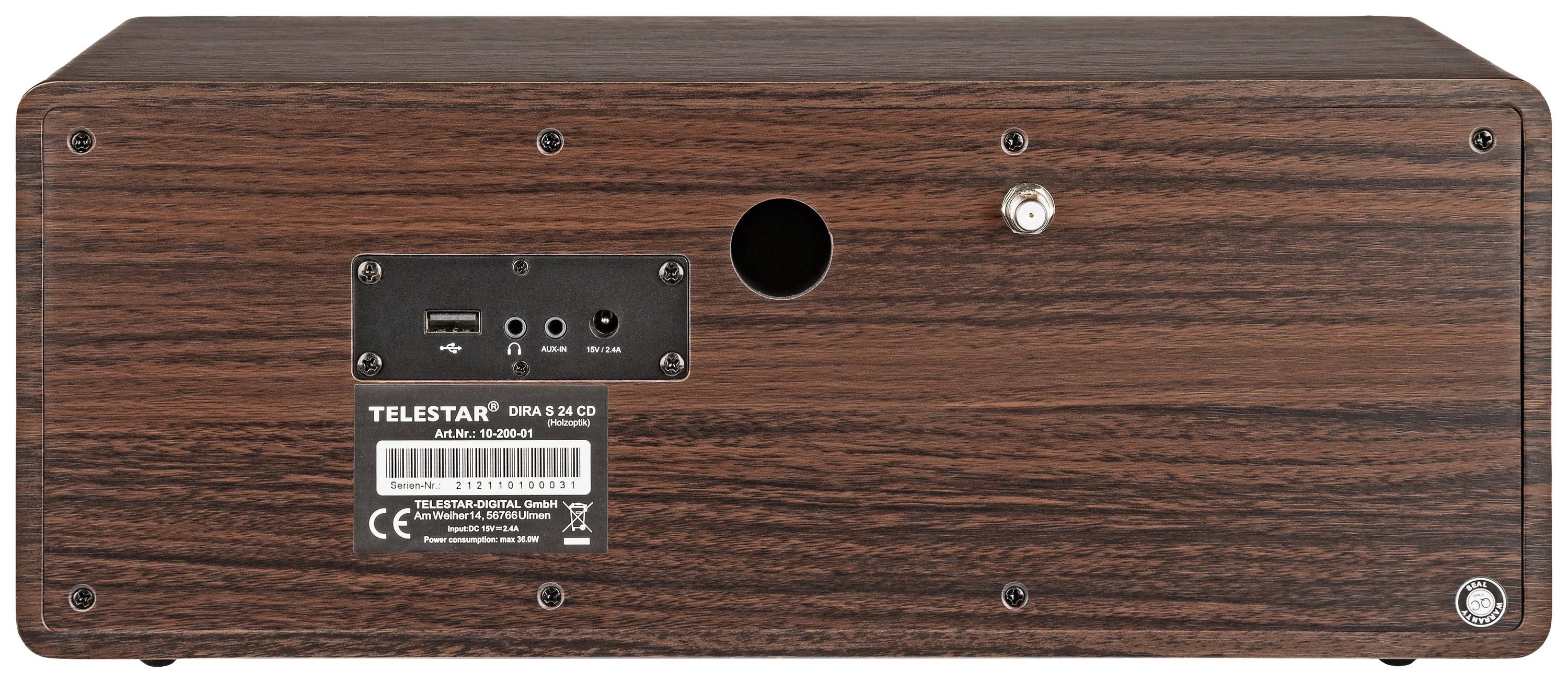 Telestar DIRA S 24 CD CD-Radio DAB+, UKW CD, USB Holz