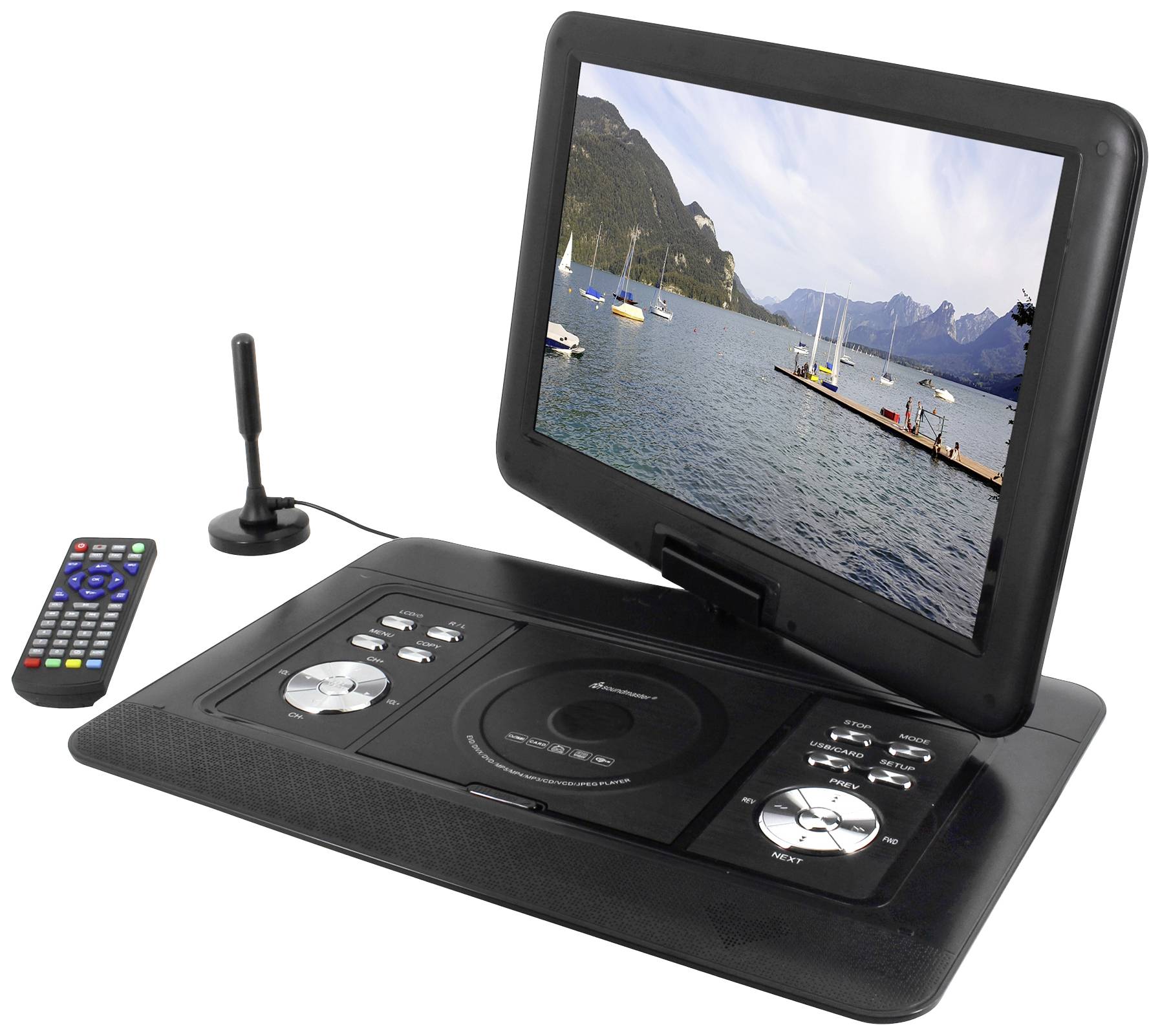 soundmaster PDB1600SW Tragbarer DVD-Player 39.1 cm 15.4 Zoll EEK: D (A - G) Akkubetrieb, inkl. DVB-T Antenne, mit integriertem DVD Player Schwarz