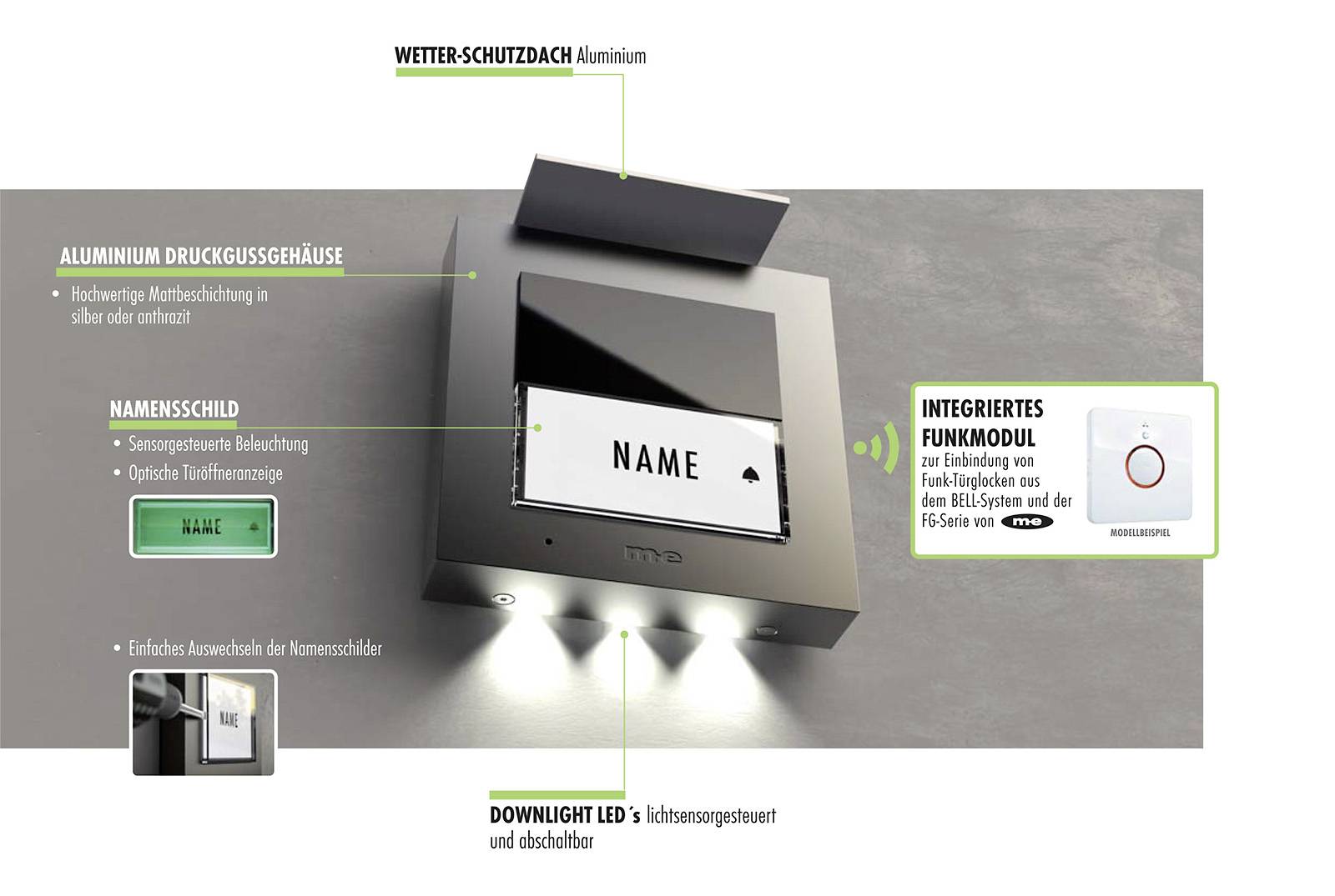 M-e modern-electronics ADV-1010A Vistadoor Audio-Außenstation für Türsprechanlage Kabelgebunden Außeneinheit 1 Familienhaus
