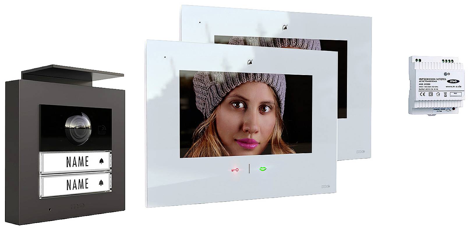 M-e modern-electronics VDV-20209 AW Video-Türsprechanlage Kabelgebunden, WLAN Komplett-Set Anthrazit, Weiß