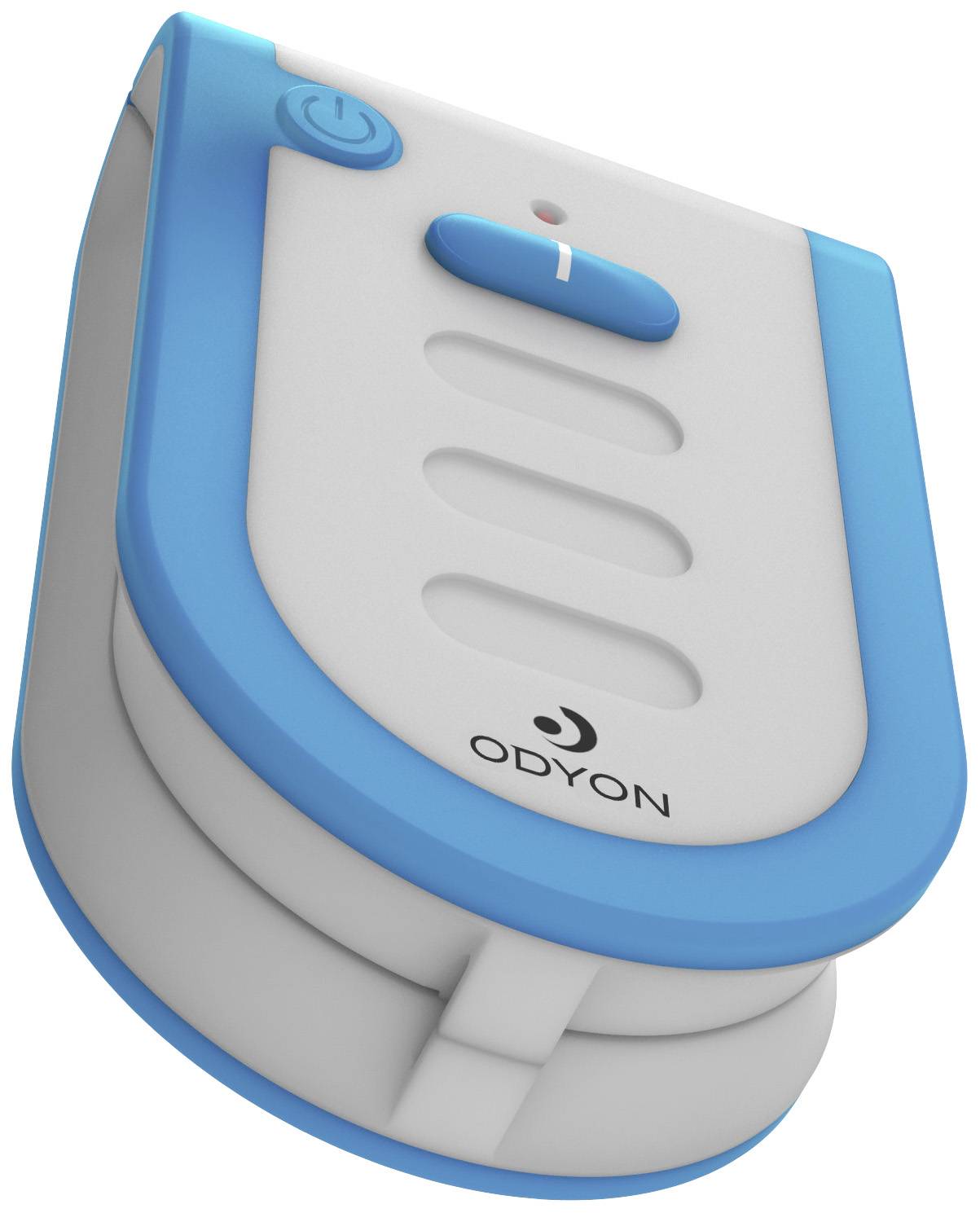 Ein blau-weißes medizinisches Gerät mit dem Markennamen 'ODYON', möglicherweise ein Finger-Pulsoximeter, zur Messung der Sauerstoffsättigung.