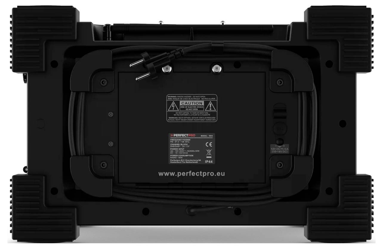 PerfectPro RockHart Baustellenradio DAB+, UKW AUX, Bluetooth®, NFC, USB spritzwassergeschützt, staubdicht, stoßfest