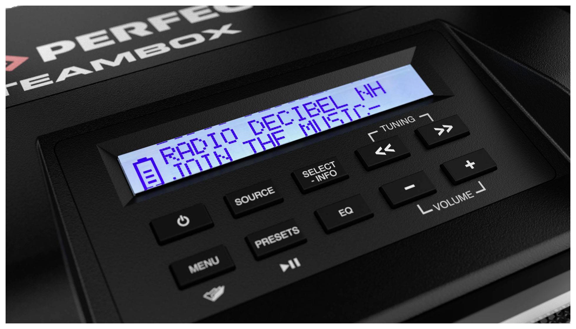 PerfectPro TeamBox Baustellenradio DAB+, UKW AUX, Bluetooth®, USB Akku-Ladefunktion, spritzwassergeschützt, staubdicht, stoßfest, wiederaufladbar