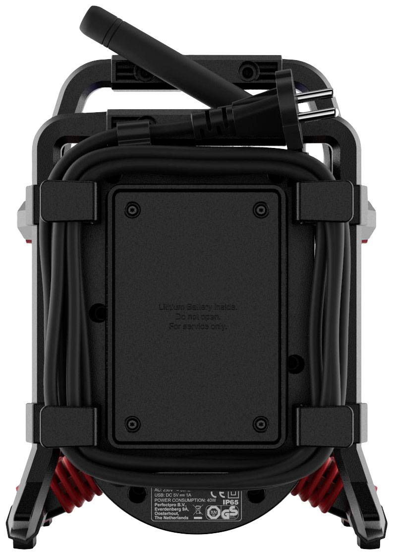PerfectPro PowerPlayer Baustellenradio DAB+, UKW AUX, Bluetooth®, USB Akku-Ladefunktion, spritzwassergeschützt, staubdicht