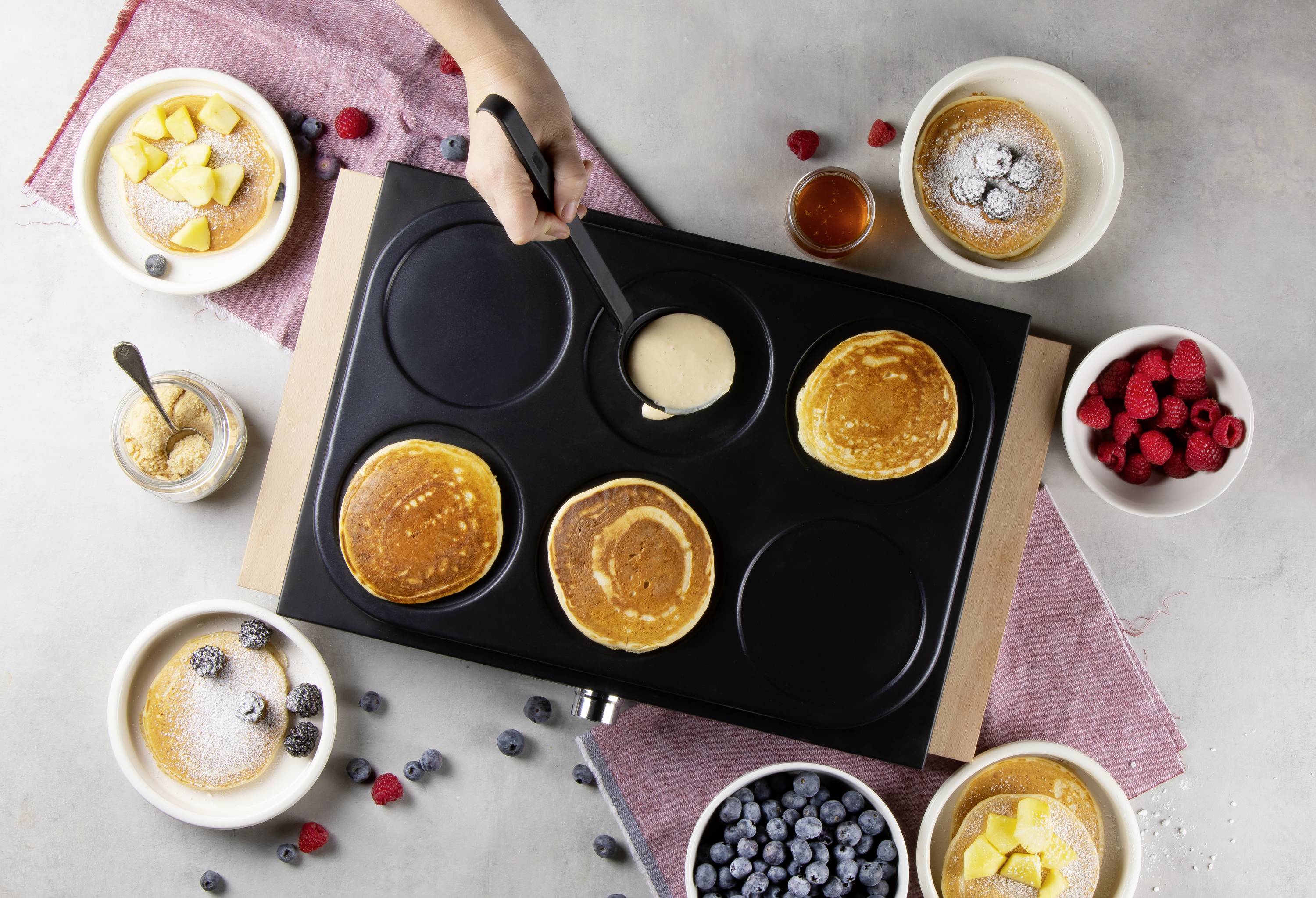 DOMO DO8717P Pancake-Platten Antihaftbeschichtung, Kontrollleuchte Schwarz