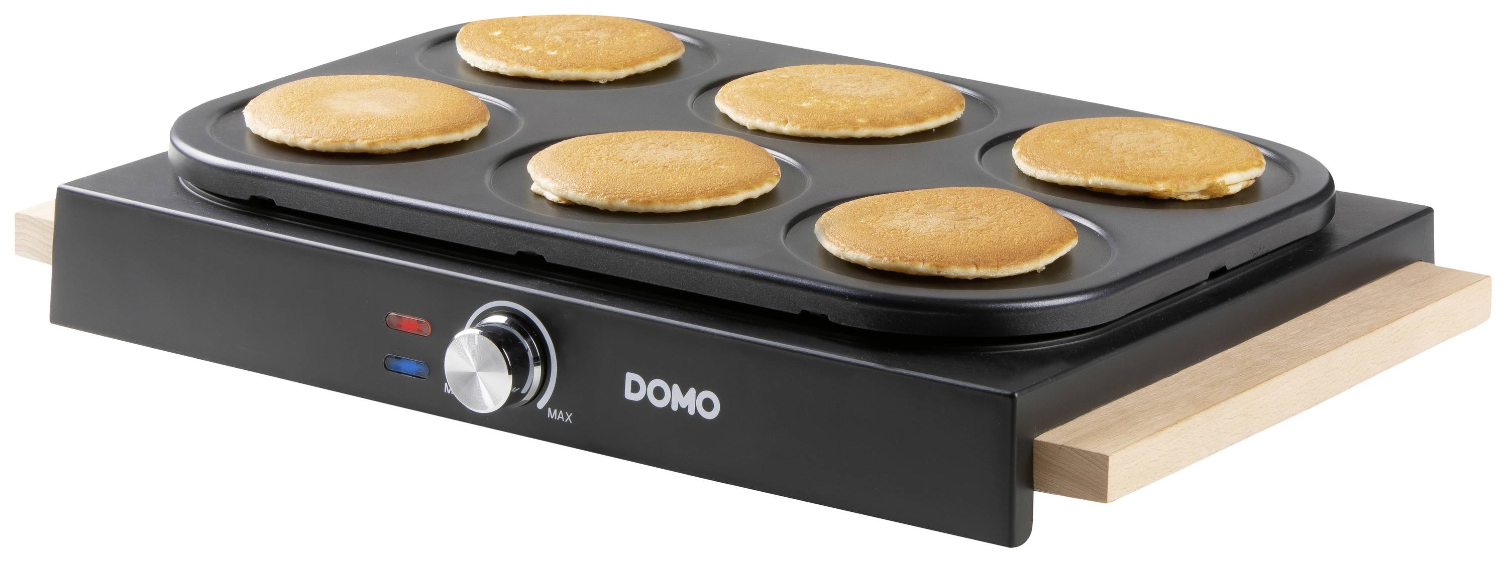 DOMO DO8717P Pancake-Platten Antihaftbeschichtung, Kontrollleuchte Schwarz