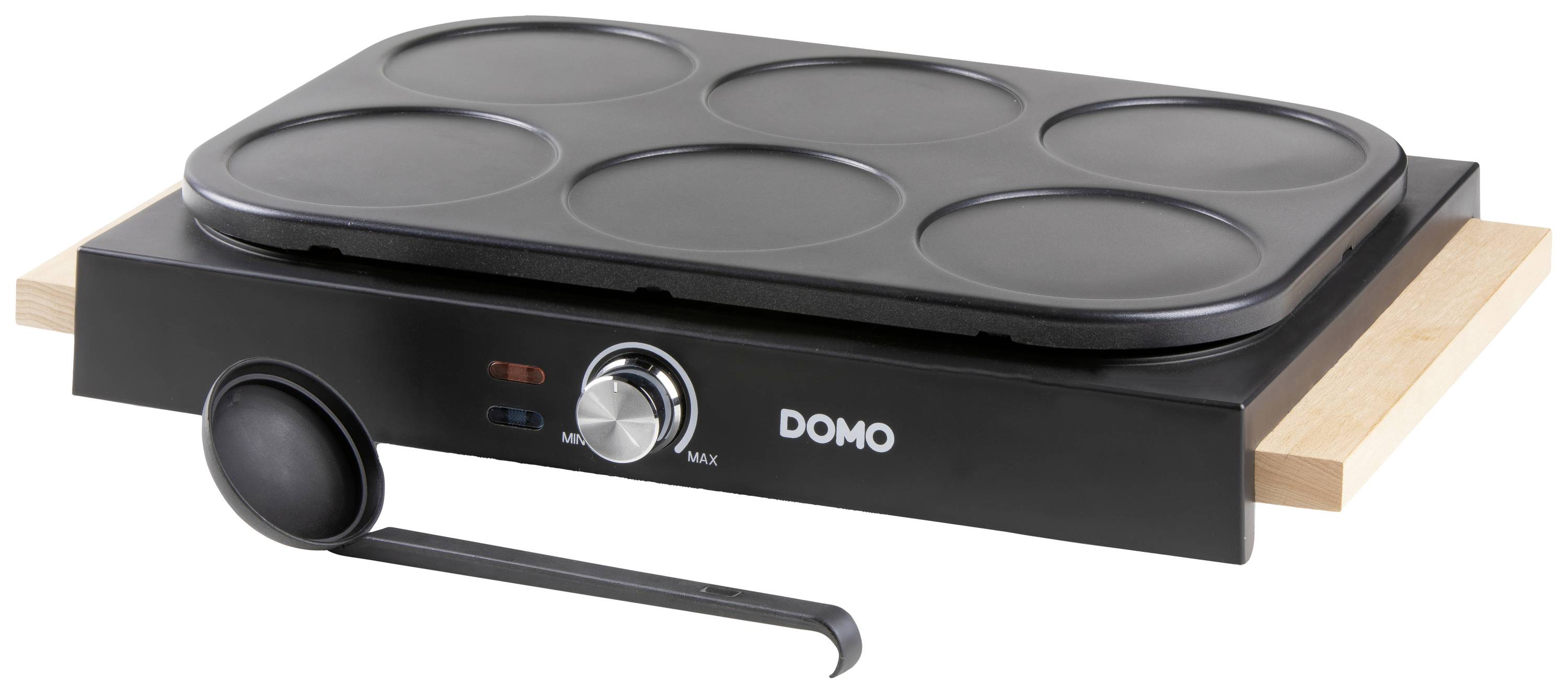 DOMO DO8717P Pancake-Platten Antihaftbeschichtung, Kontrollleuchte Schwarz