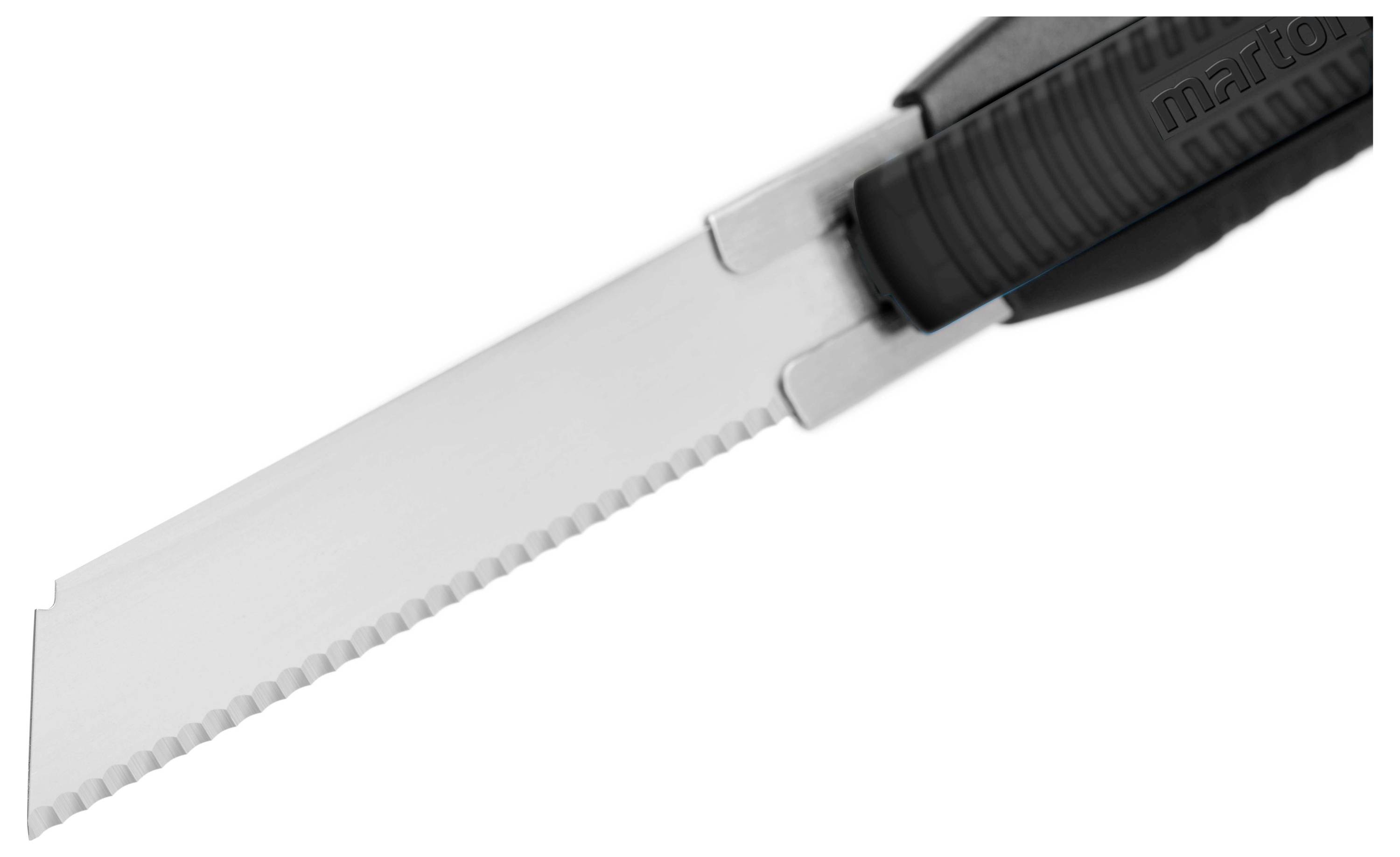 Säge mit gezahnter Klinge und schwarzem Griff, geeignet für präzise Schneidarbeiten in Holz oder Kunststoff.