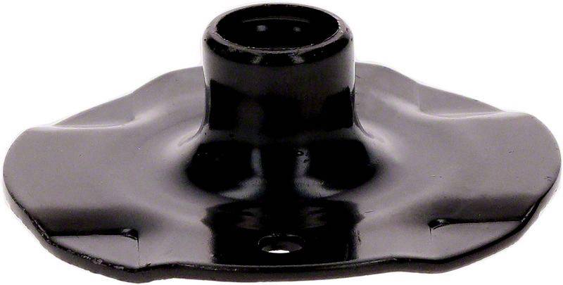 Schwarzes Ersatzteil mit zentraler Öffnung und runder, flacher Basis, vermutlich für mechanische oder industrielle Anwendungen.