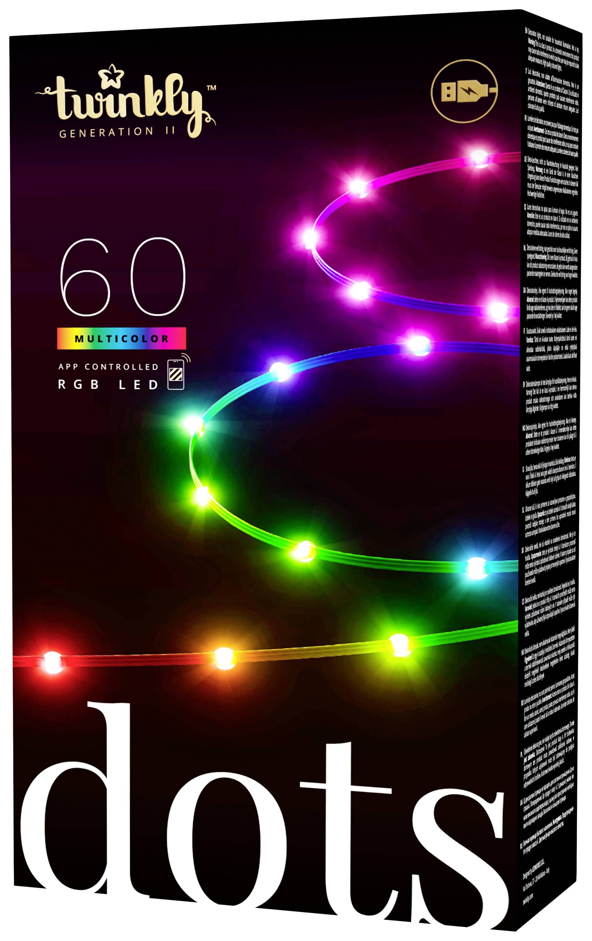 Twinkly TWD060STP-T Party-Lichterkette Innen EEK: G (A - G) netzbetrieben Anzahl Leuchtmittel 60 LED RGB Beleuchtete Länge: 3 m