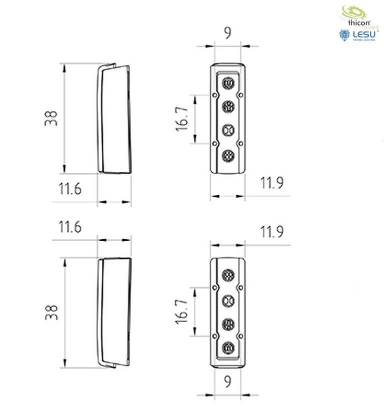 Thicon Models 50368 1:14 Rückleuchte 1 Paar