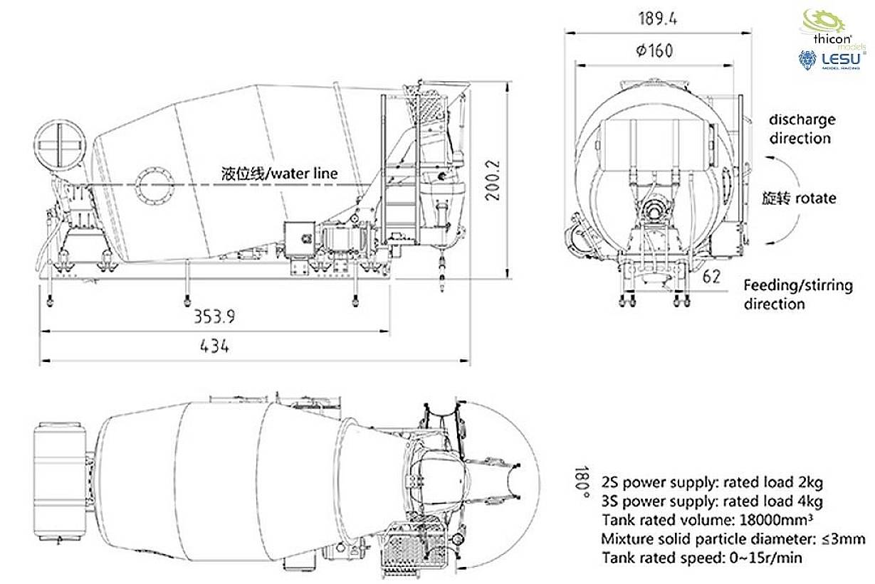 Thicon Models 55057 1:14 Betonmischer-Aufbau 1St.