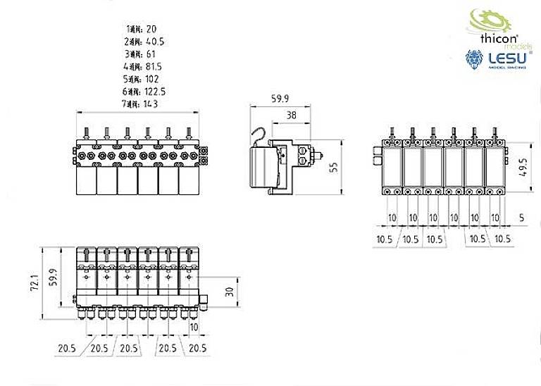 Thicon Models 56040 Alu 1-fach Hydraulik-Ventil 1St.