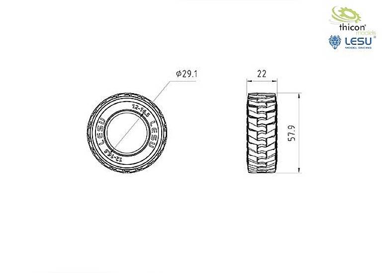 Thicon Models 58550 1:14 Kompaktlader-Reifen 2St.