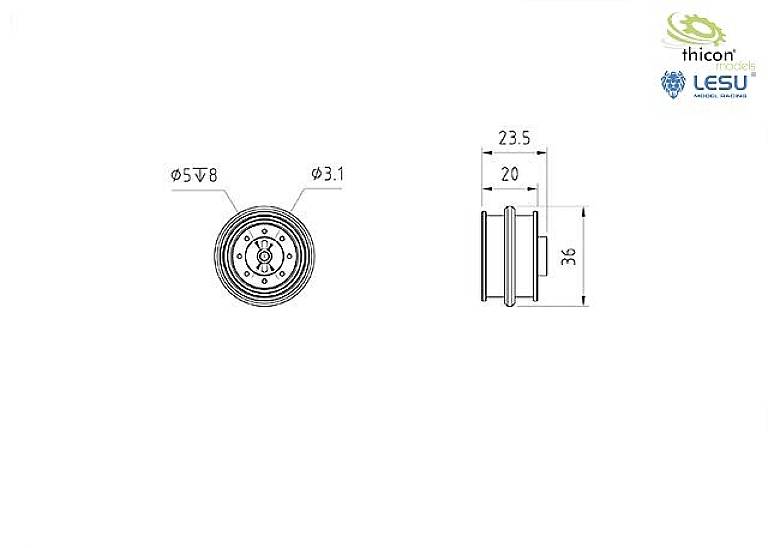 Thicon Models 58551 1:14 Kompaktlader-Felgen 1St.