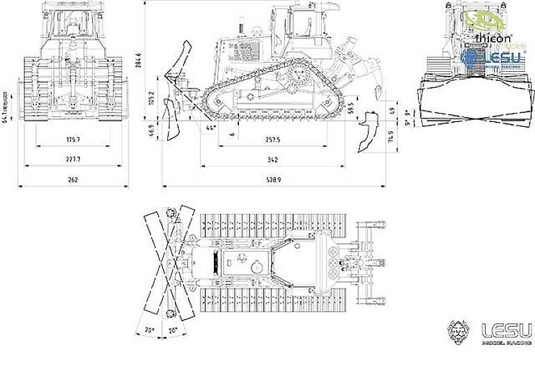 Thicon Models 58600 Planierraupe DT60 1:14 Elektro RC Funktionsmodell Bausatz