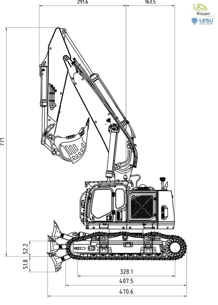 Thicon Models 58750 Kurzheck-Bagger ET35 1:14 Elektro RC Funktionsmodell Bausatz