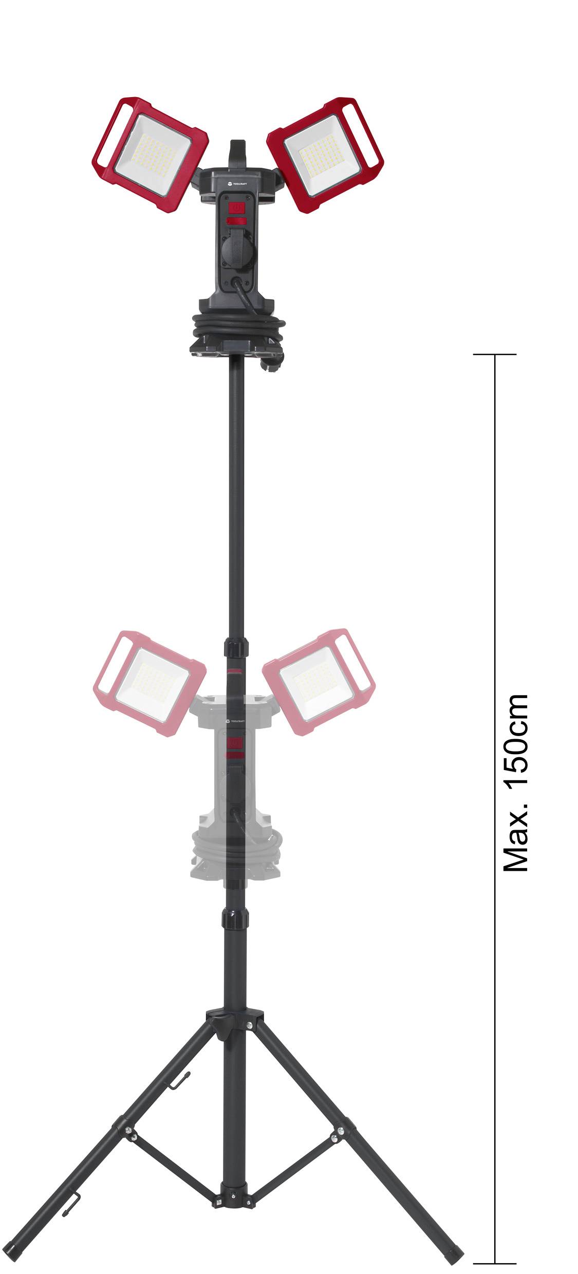 TOOLCRAFT LED-Baustrahler Stativlänge (max.): 1500mm 40W Naturweiß TO-7843728