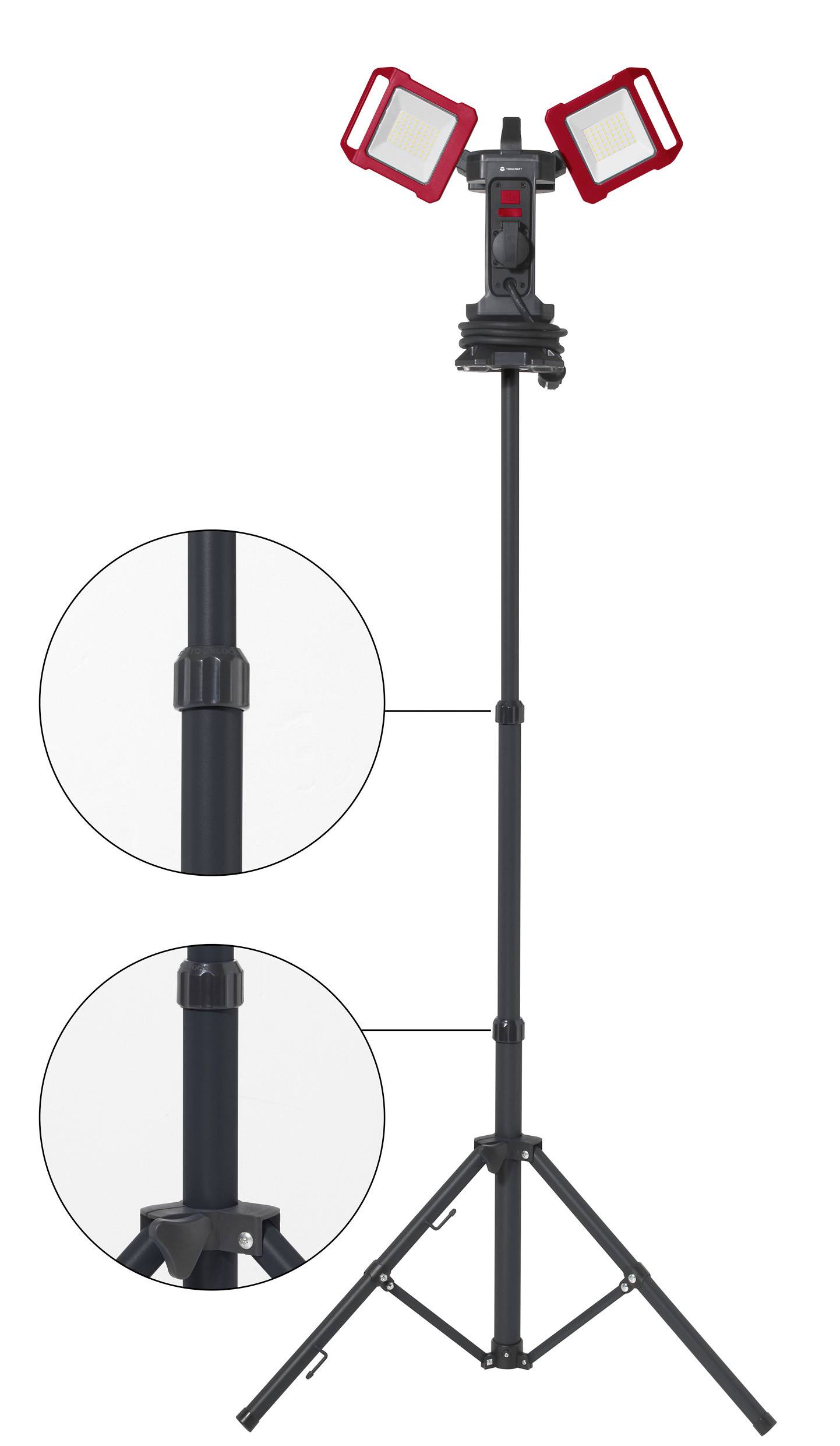 TOOLCRAFT LED-Baustrahler Stativlänge (max.): 1500mm 40W Naturweiß TO-7843728