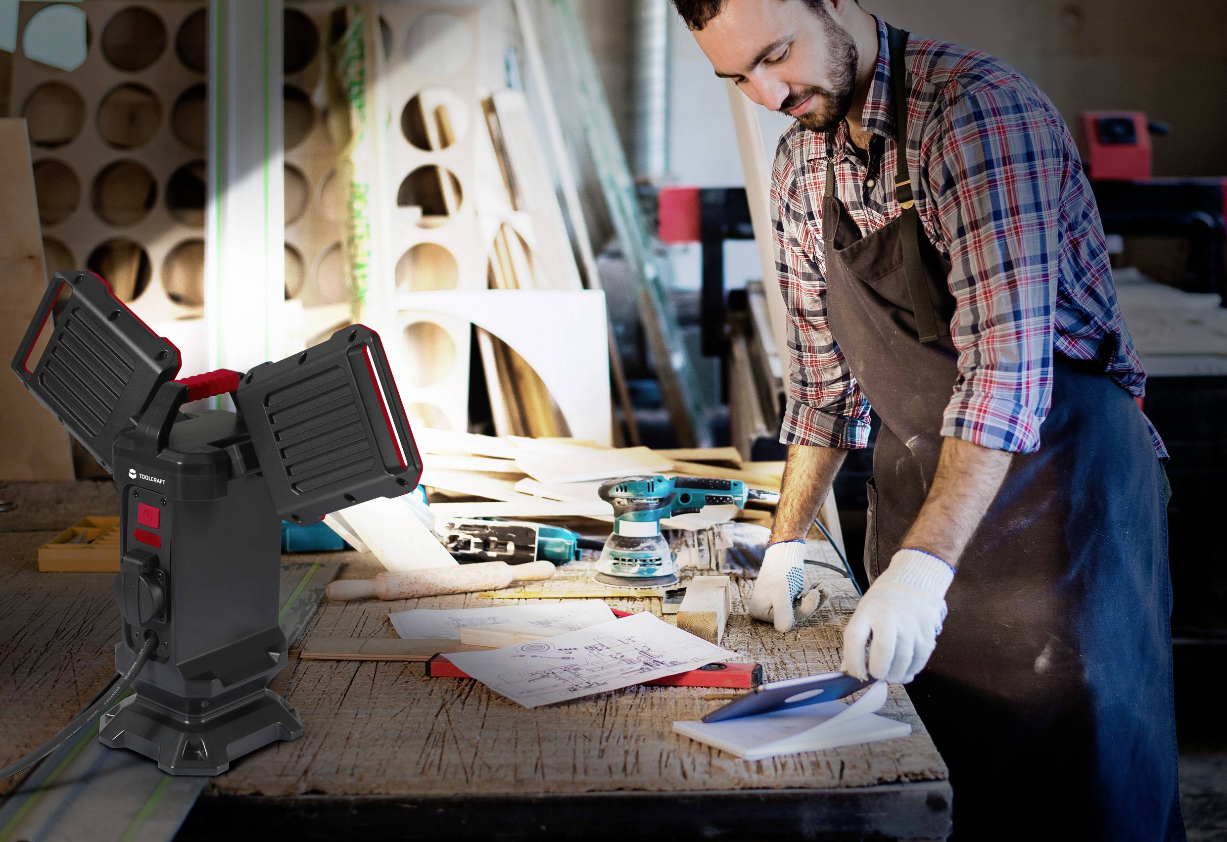 TOOLCRAFT LED-Baustrahler Stativlänge (max.): 1500mm 40W Naturweiß TO-7843728