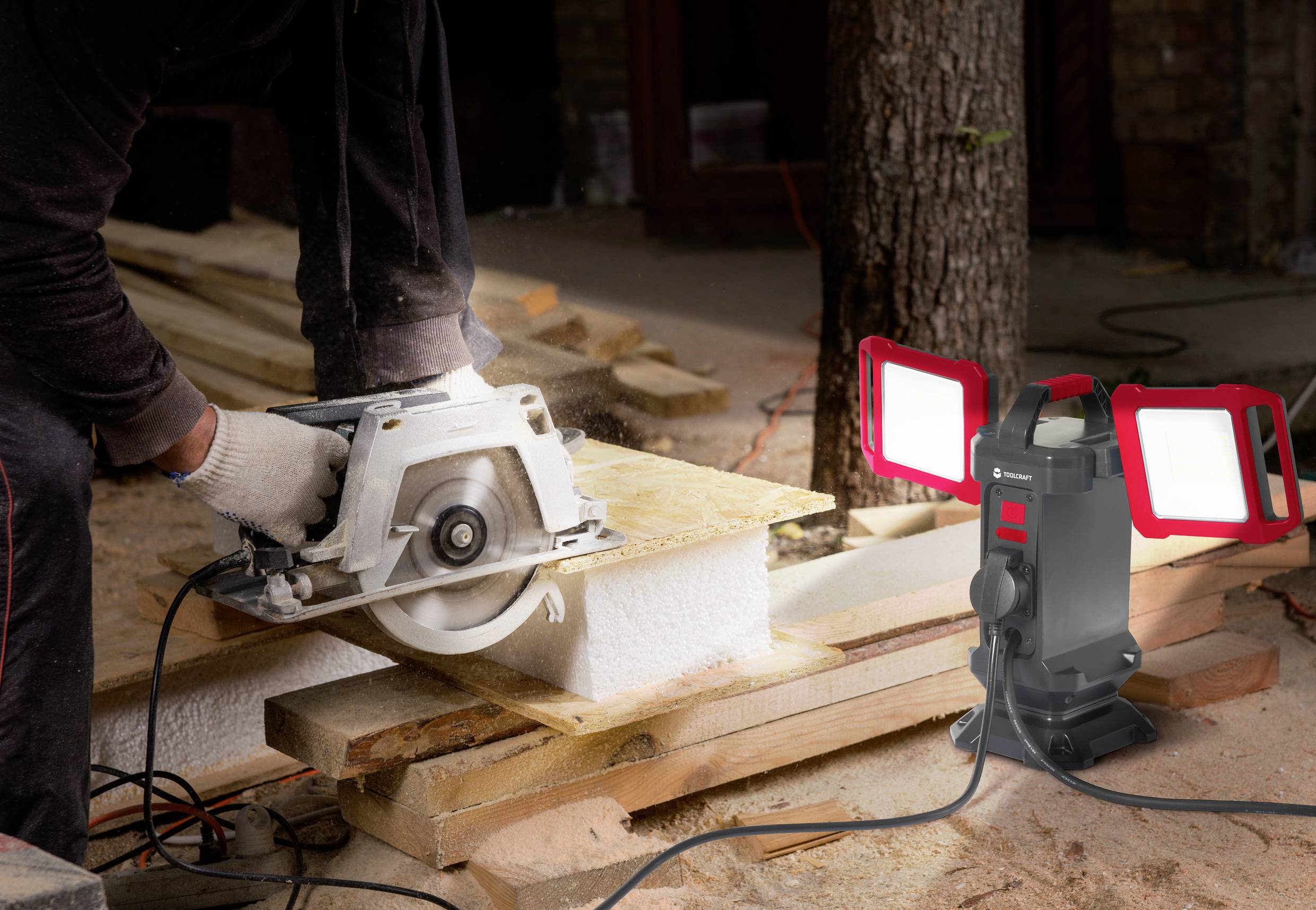 TOOLCRAFT LED-Baustrahler Stativlänge (max.): 1500mm 40W Naturweiß TO-7843728