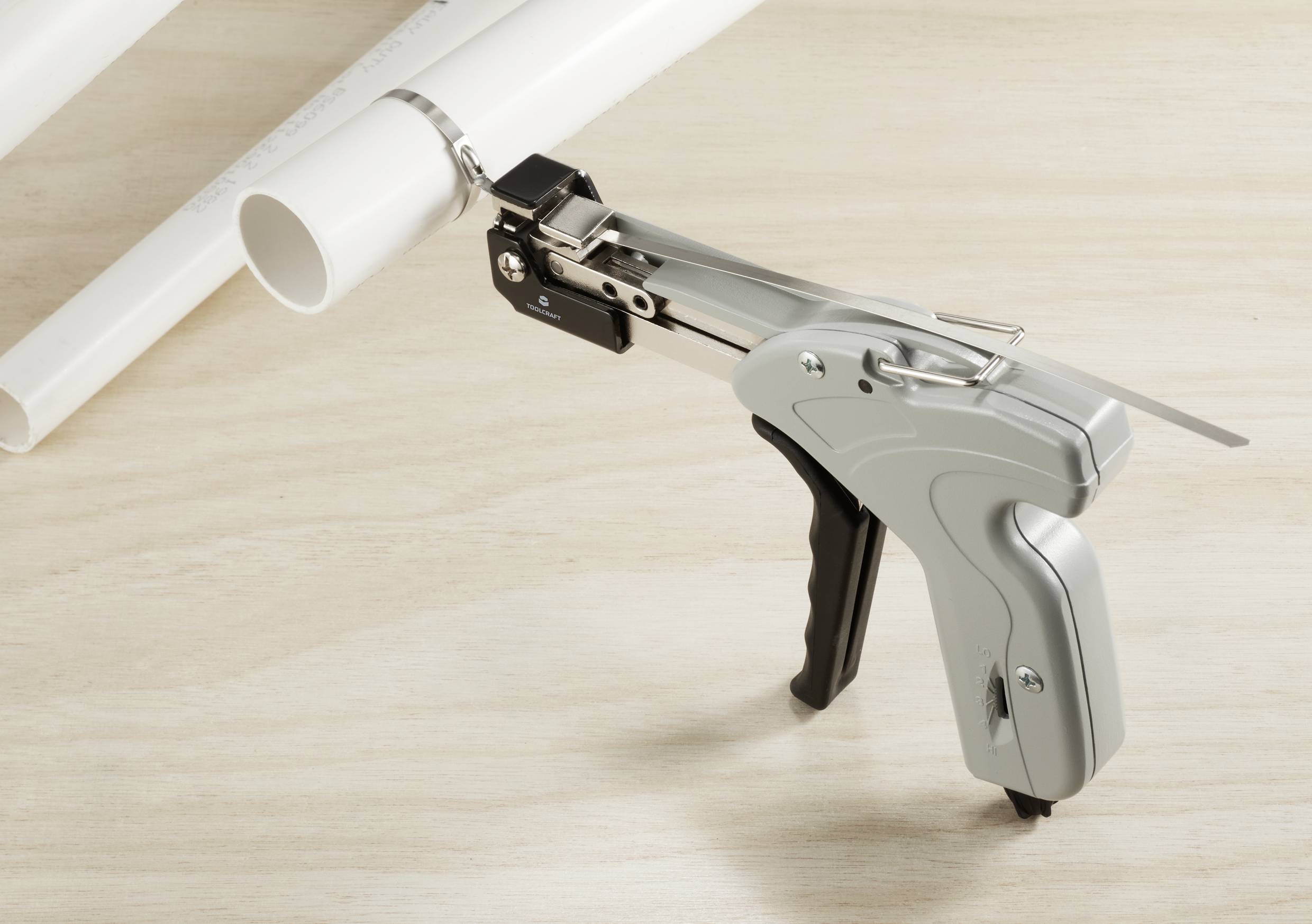 TOOLCRAFT Kabelbinderzange f. Edelstahlkabelbinder Grau, Schwarz-Grau