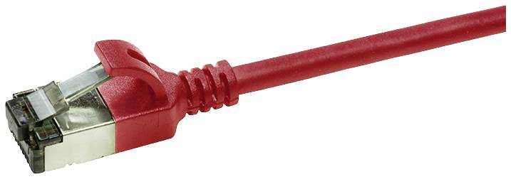 Rotes Ethernet-Kabel mit RJ45-Stecker.