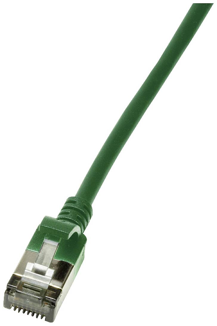 Ein grünes Ethernet-Kabel mit einem RJ45-Stecker.