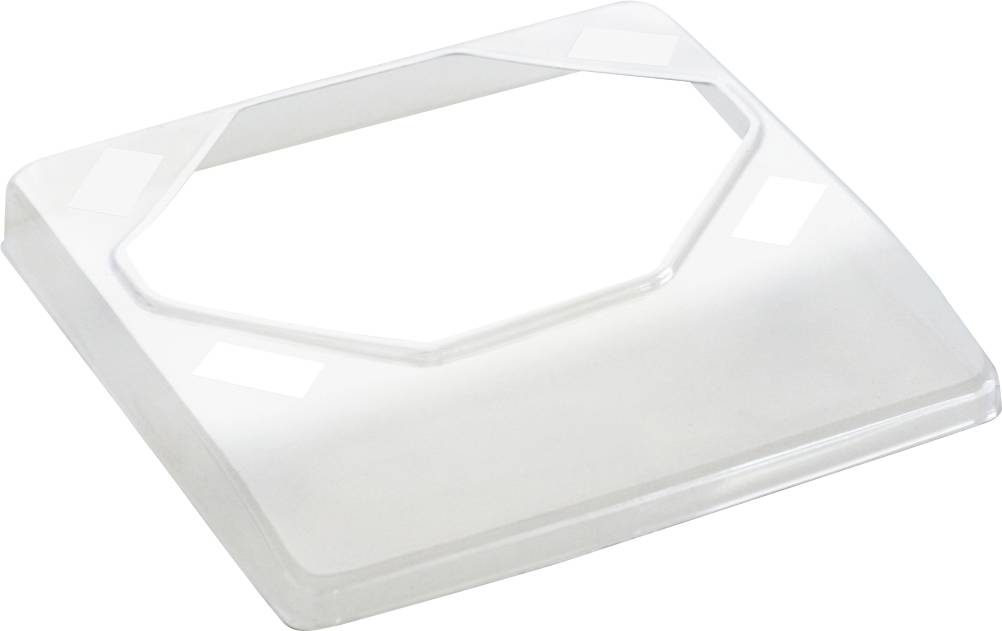 Ein weißer, gewinkelter Kunststoffdeckel mit rechteckiger Form, leicht gewölbt, vermutlich für Aufbewahrungs- oder Schutzzwecke.