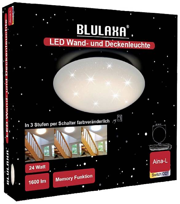 Blulaxa 49144 Aina-L Stars LED-Deckenleuchte, LED-Wandleuchte LED LED fest eingebaut 24W Weiß