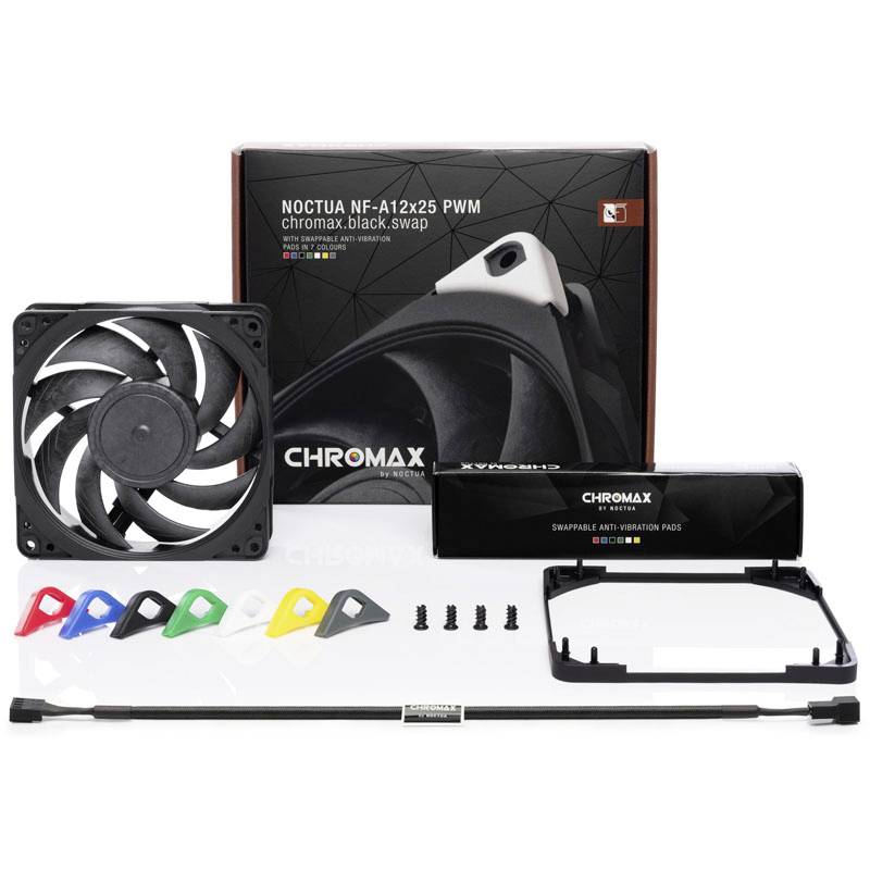 Noctua NF-A12X25 PWM chromax.black.swap PC-Gehäuse-Lüfter Schwarz (B x H x T) 120 x 25 x 120 mm
