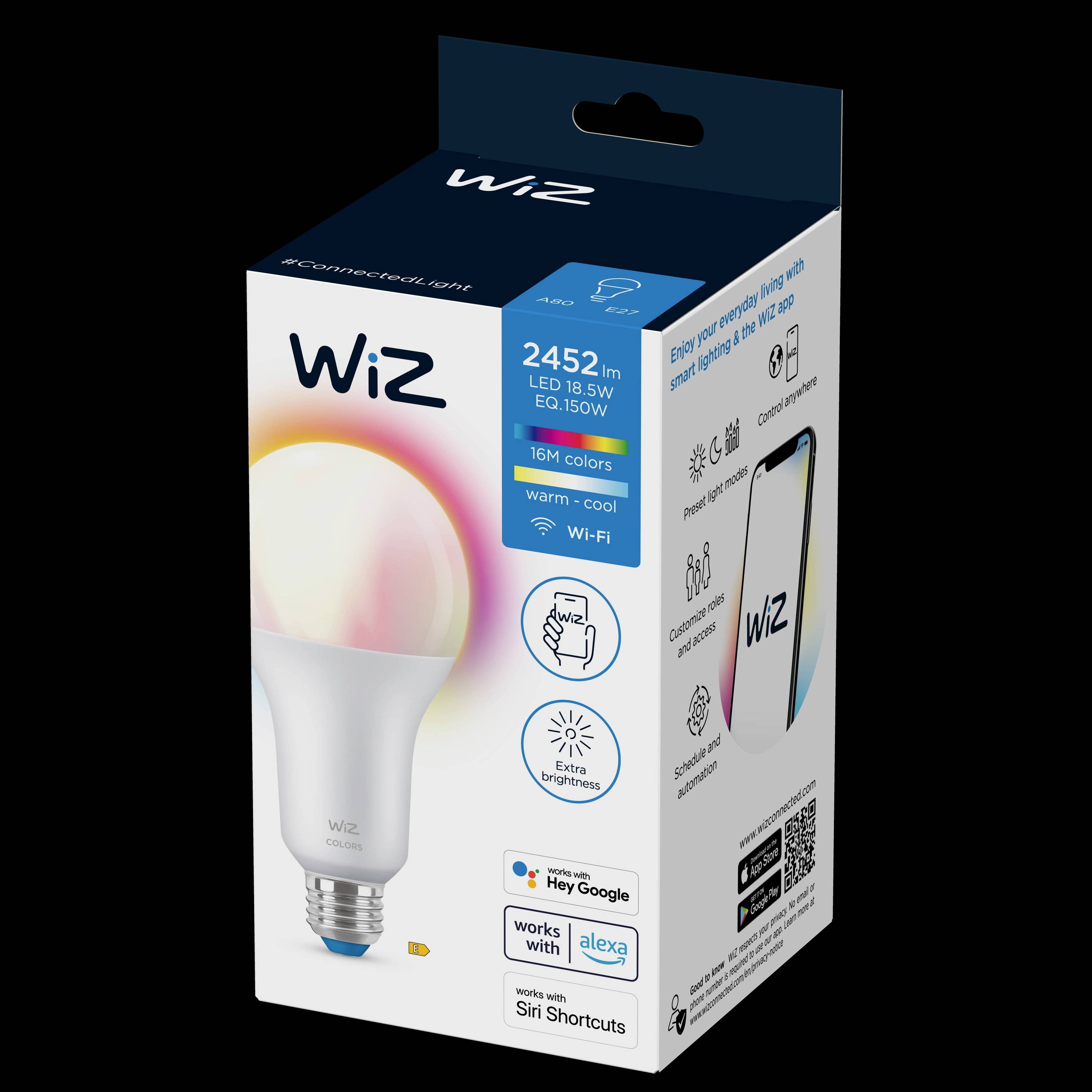 WiZ 8719514554634 LED EEK E (A - G) E27 Globeform 19 W = 150 W RGBW (Ø x L) 60 mm x 110 mm dimmbar, app-gesteuert 1 St.