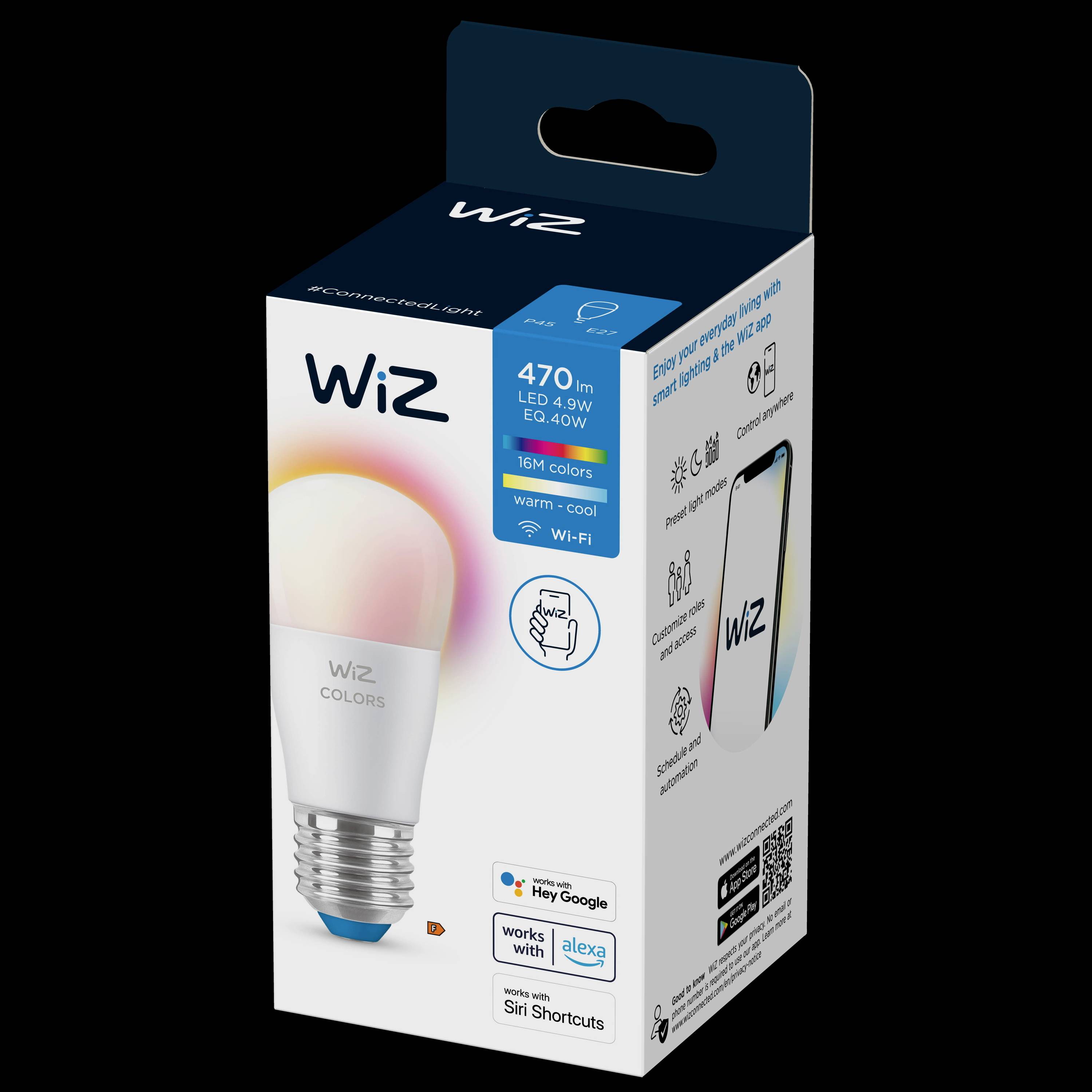 WiZ 8719514554672 LED EEK F (A - G) E27 Tropfenform 5 W = 40 W RGBW dimmbar, app-gesteuert 1 St.