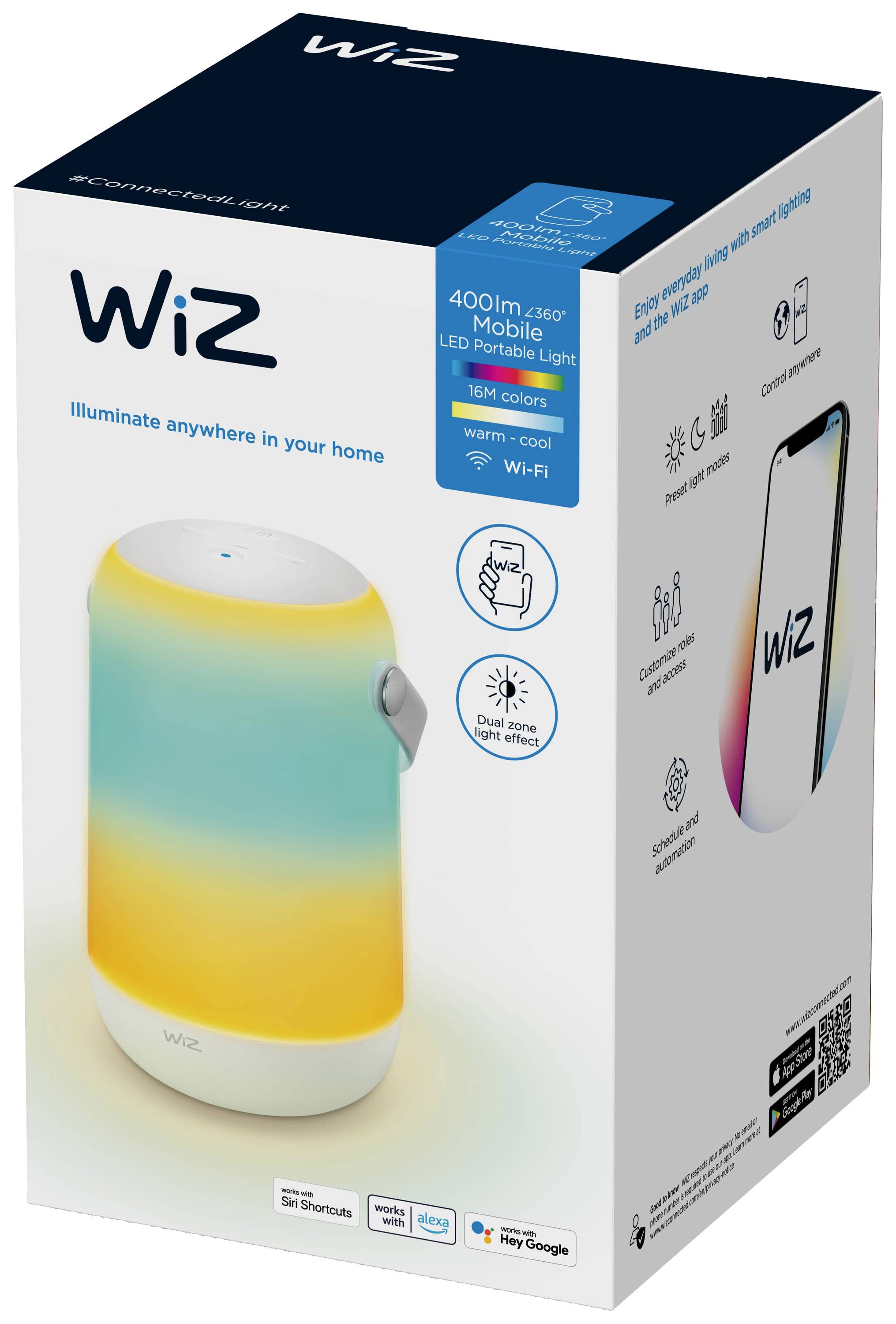 WiZ Wi-Fi BLE Mobile Portable Light EU 8719514554412 Akku-Tischlampe LED 13.5 W Weiß