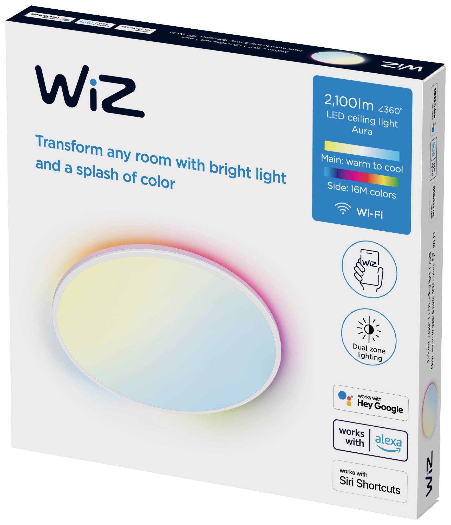 WiZ 8719514554276 Rune WiZ Ceiling 21W W 27-65K TW RGB LED-Deckenleuchte 21 W Weiß