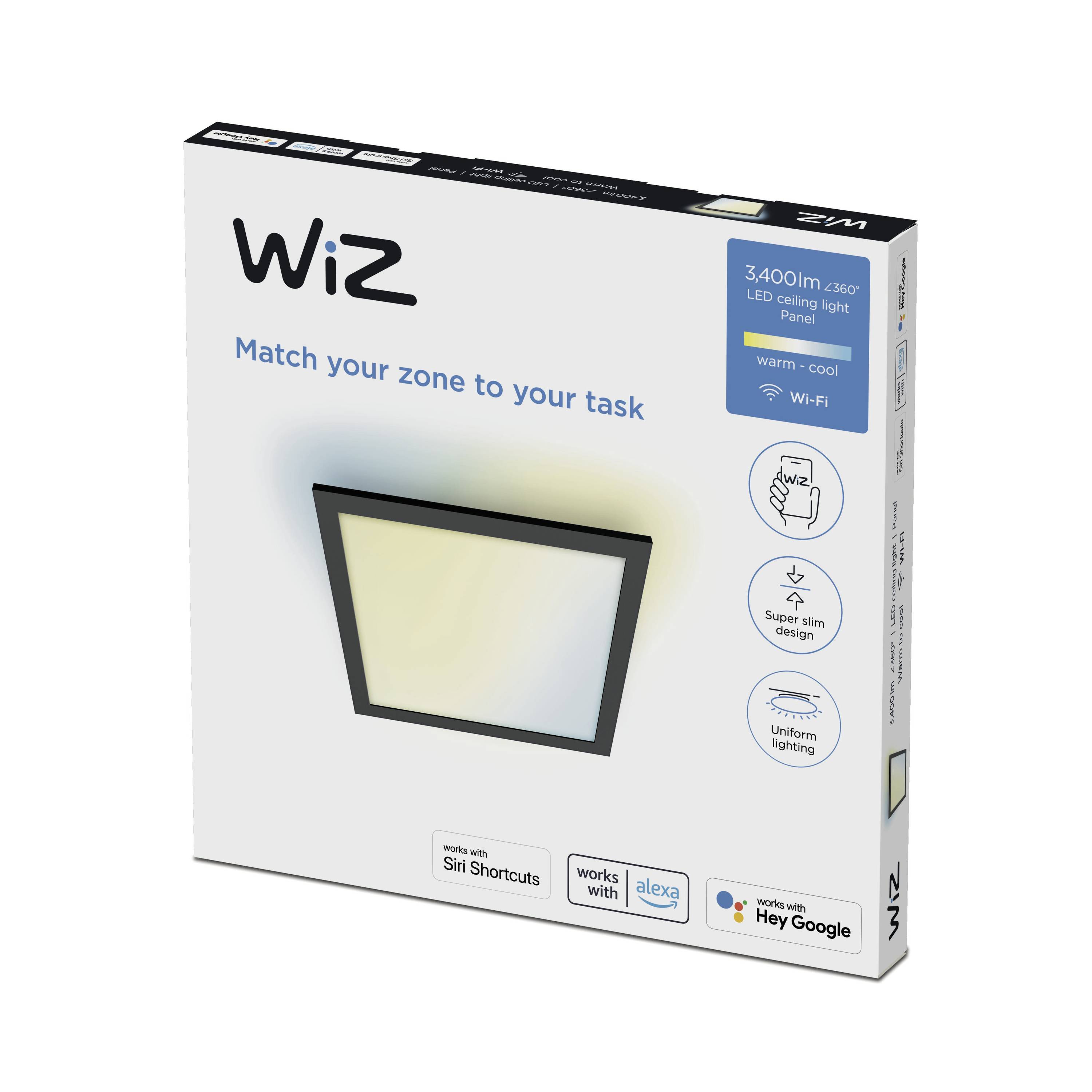 WiZ 8719514554870 Panel WiZ Ceiling SQ 36W Black 27-65K TW LED-Deckenleuchte 36 W Schwarz